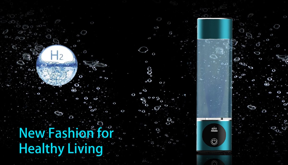 Portable hydrogen water bottle with SPE/PEM electrolysis cell and digital display