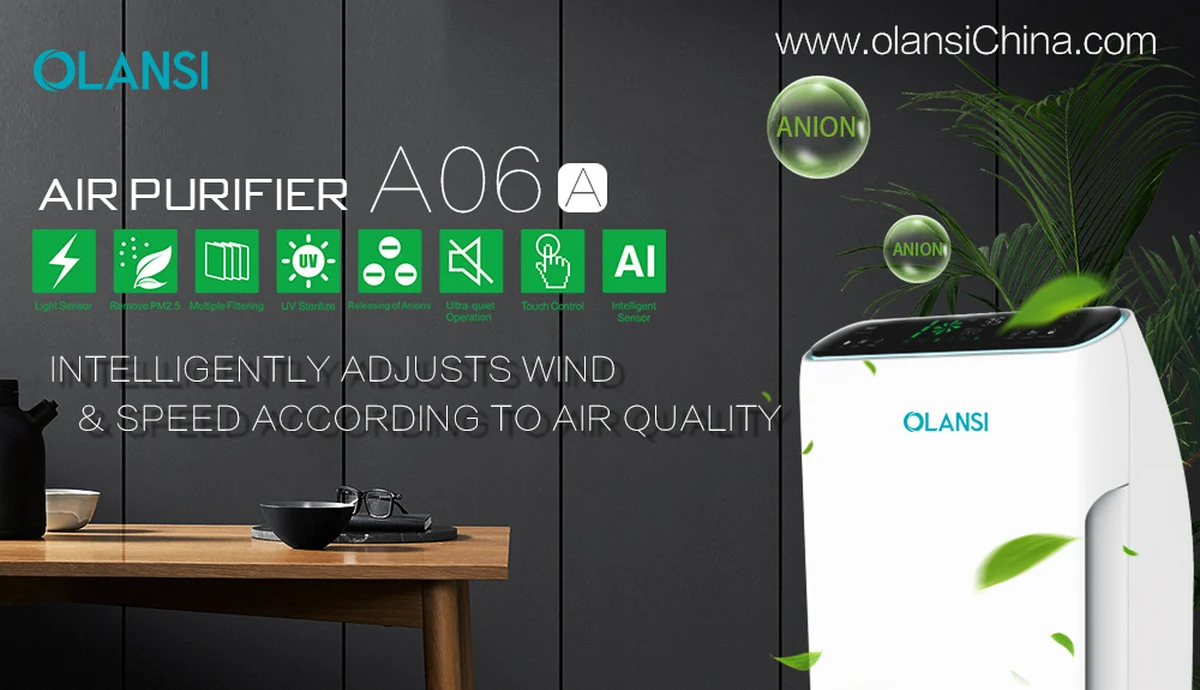 Smart air purifier with air quality sensor that adjusts fan speed automatically